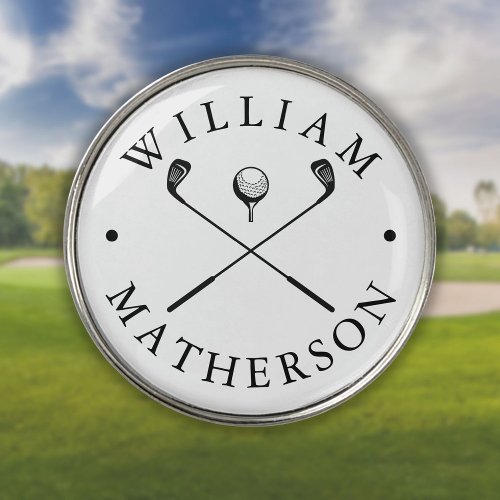 Classic Golf Clubs Custom Name Golf Ball Marker