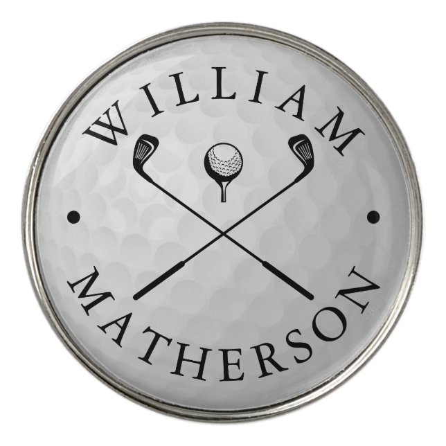 Classic Golf Clubs Custom Name  Golf Ball Marker (Front)