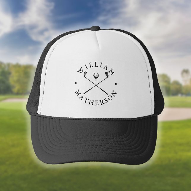Classic Golf Clubs Custom Name Golfer Trucker Hat (Creator Uploaded)