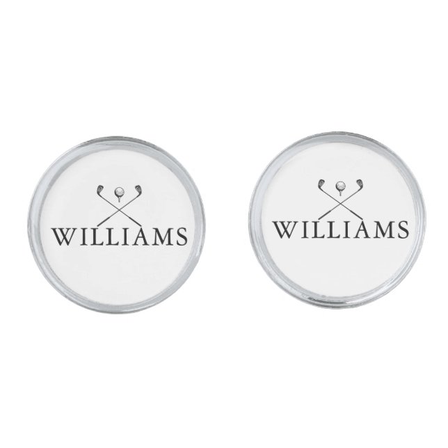 Classic Golf Clubs Personalized Name Cufflinks (Front)