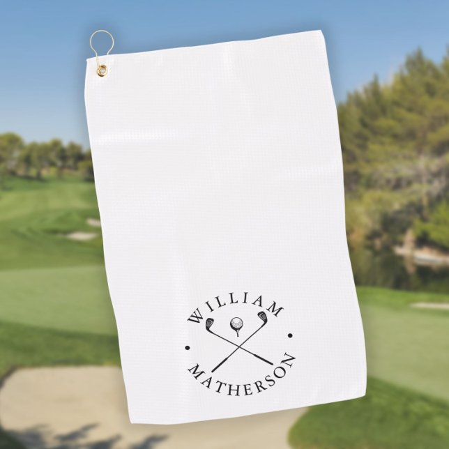 Classic Golf Clubs Personalized Name Towel (Classic Golf Clubs Personalized Name Golf Towel)