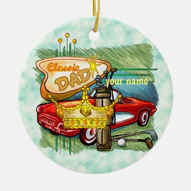 Classic Golf Dad Ceramic Ornament (Front)
