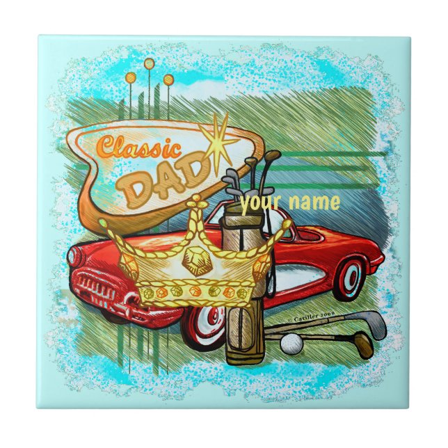 Classic Golf Dad   Ceramic Tile (Front)