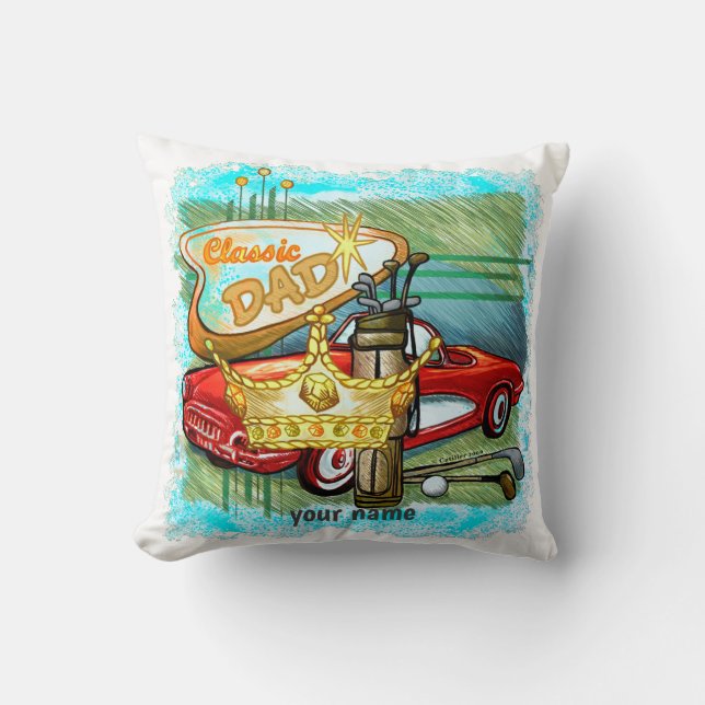 Classic Golf Dad Throw Pillow (Front)