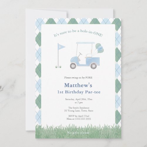Classic Golf Pattern 1st Birthday Par-tee Party