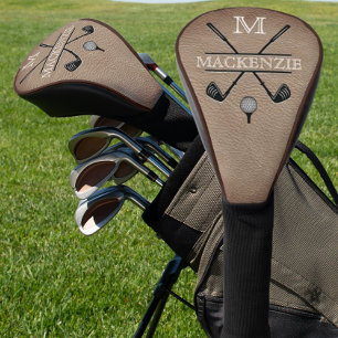 Classic Golf Player Monogram Brown Head Cover