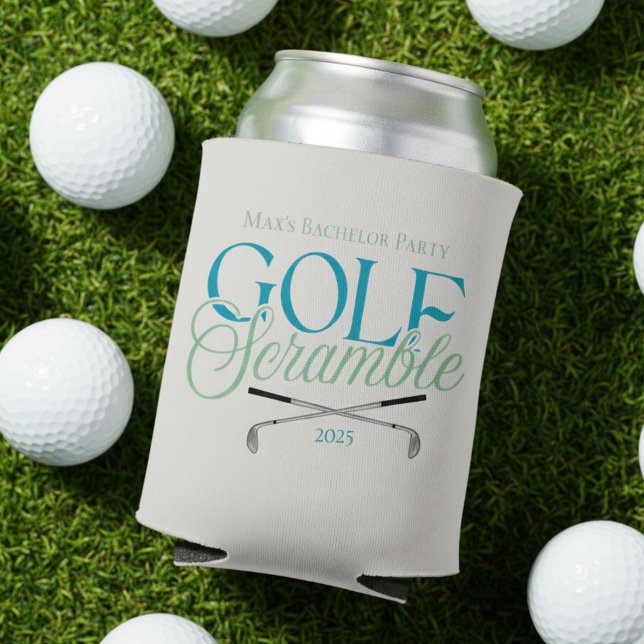 Classic Golf Scramble Can Cooler (Get ready to swing into celebration with this Custom Golf Scramble Club Name Can Cooler!)