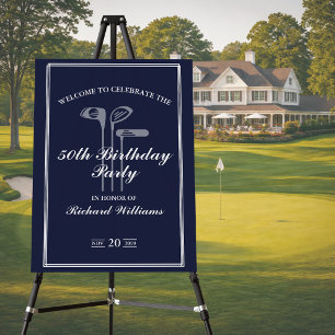 Classic Golf Theme Blue White 50th Birthday Foam Board