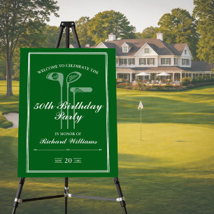 Classic Golf Theme Green White 50th Birthday Foam Board