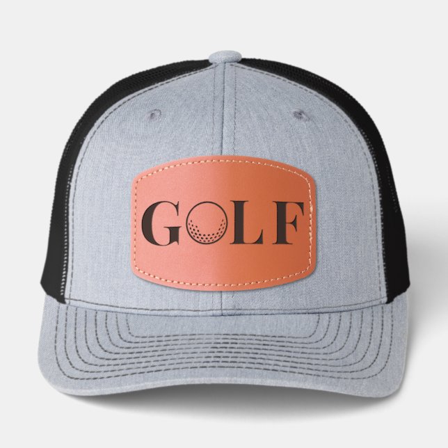 Classic Golf with Golf Ball Letter Leather Patch Hat (Front)