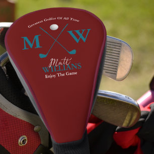 Classic Golfer Monogram Classy Dark-Red Golf Head Cover