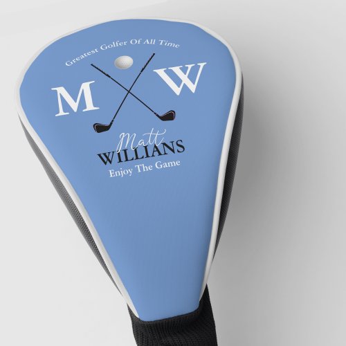 Classic Golfer Monogram Custom Light_Blue  Golf Head Cover