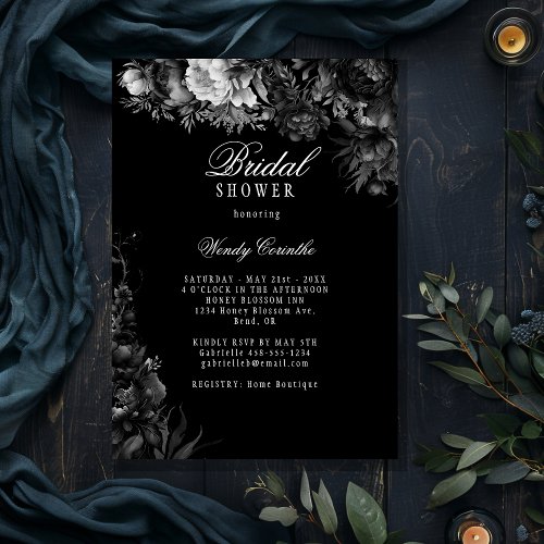 Classic Gothic Black Bridal Shower Invitation