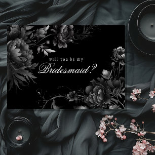 Classic Gothic Black Bridesmaid Proposal Card