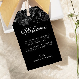 Classic Gothic Black Destination Wedding Welcome Gift Tags