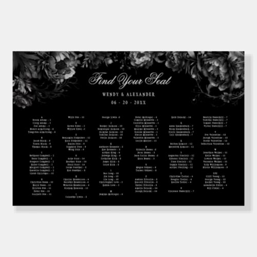 Classic Gothic Black Horizontal Seating Chart Foam Board