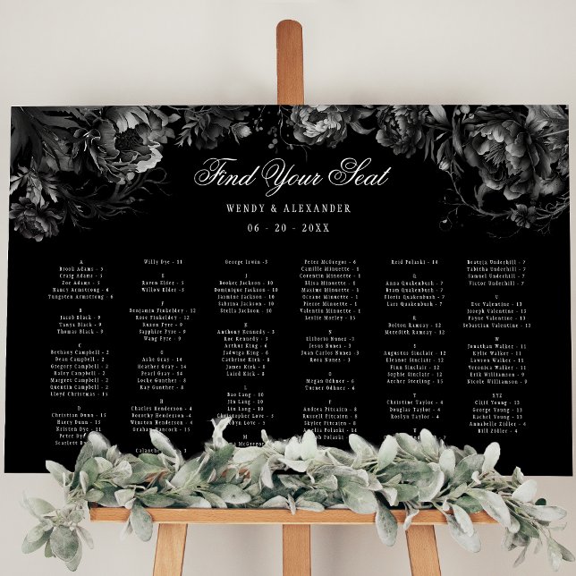 Classic Gothic Black Horizontal Seating Chart Foam Board (Creator Uploaded)