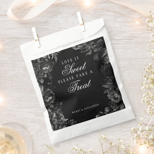 Classic Gothic Black Love is Sweet Wedding Favor Bag (Clipped)