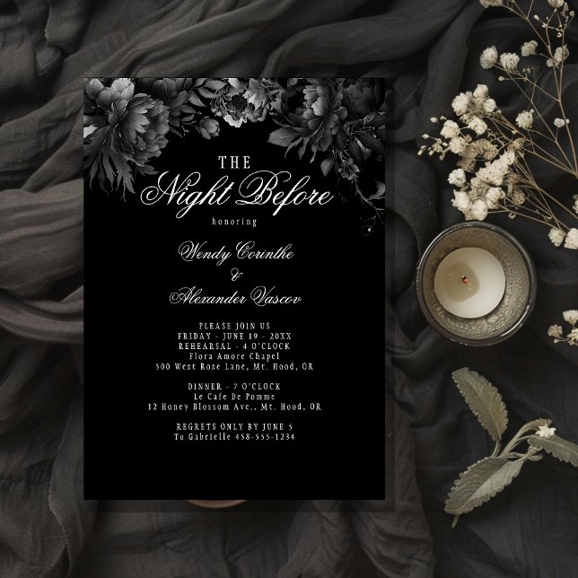 Classic Gothic Black Night Before Rehearsal Dinner Invitation (Creator Uploaded)