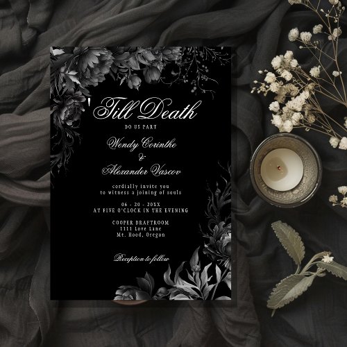 Classic Gothic Black Till Death Wedding Invitation