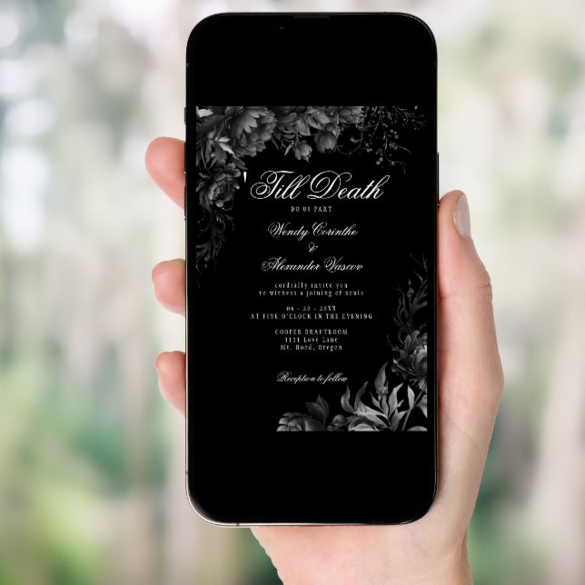 Classic Gothic Black 'Till Death Wedding Invitation (Front Digital)