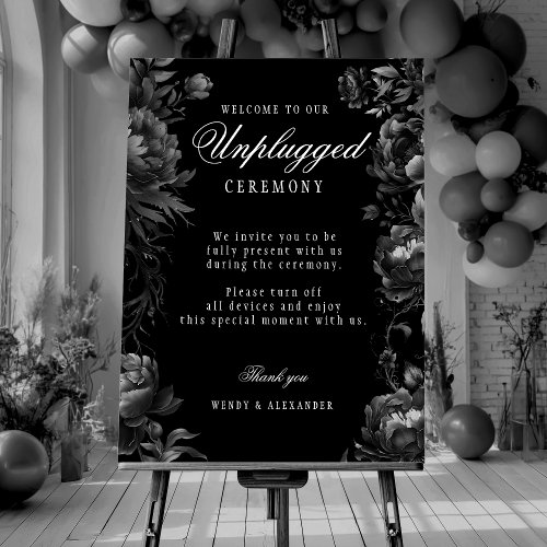 Classic Gothic Black Unplugged Ceremony Sign