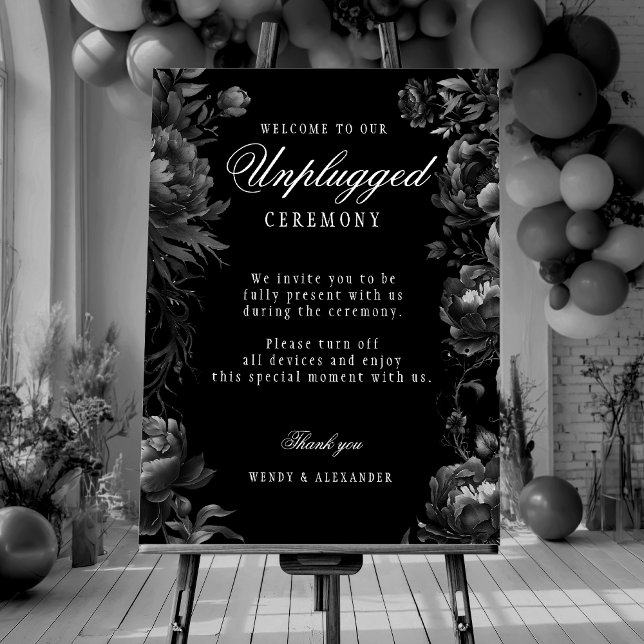 Classic Gothic Black Unplugged Ceremony Sign (Creator Uploaded)