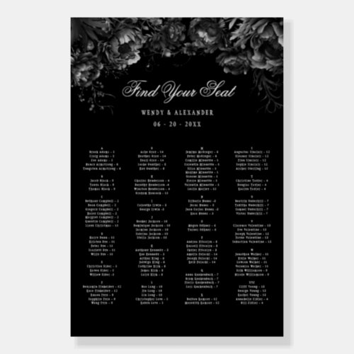 Classic Gothic Black Vertical Seating Chart Foam Board