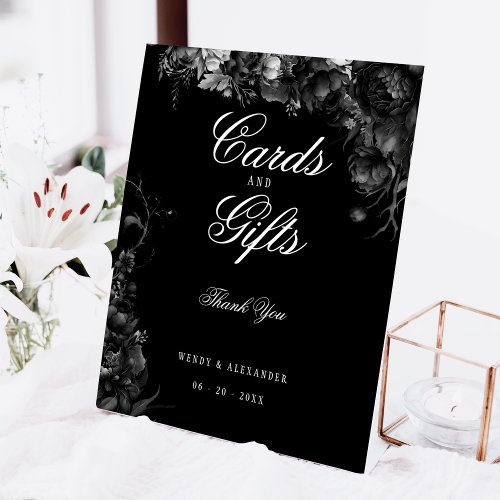 Classic Gothic Black Wedding Cards and Gifts Pedestal Sign