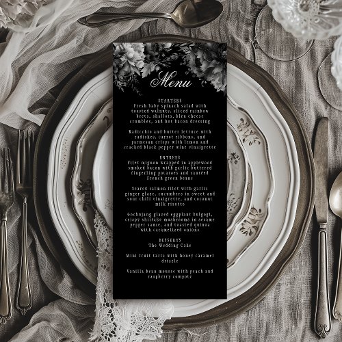 Classic Gothic Black Wedding Flat Menu