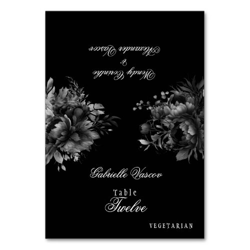 Classic Gothic Black Wedding Foldable Place Card