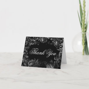 Classic Gothic Black Wedding Folded Letterpress Thank You Card