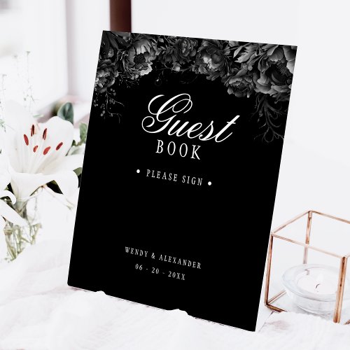 Classic Gothic Black Wedding Guest Book Pedestal S Pedestal Sign