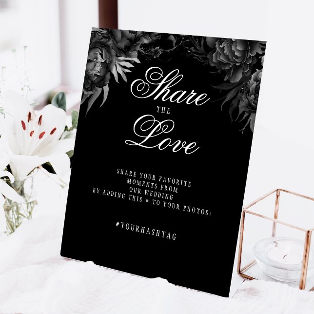 Classic Gothic Black Wedding Hashtag Pedestal Sign (Creator Uploaded)