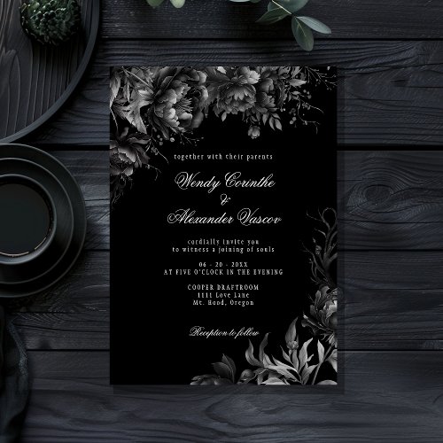 Classic Gothic Black Wedding Invitation