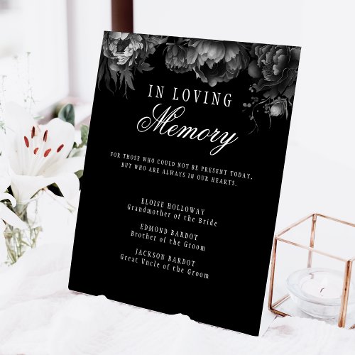 Classic Gothic Black Wedding Memorial Pedestal Sign