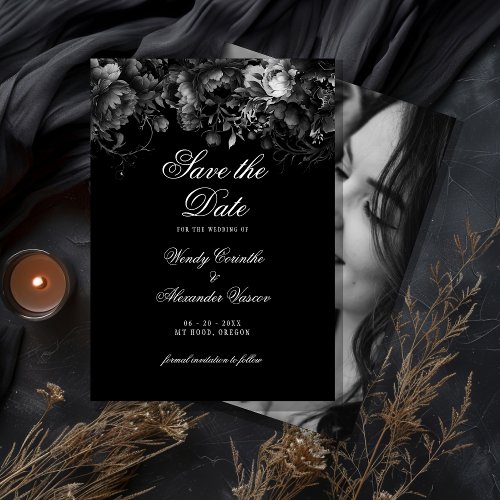 Classic Gothic Black Wedding Photo Save The Date
