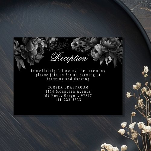 Classic Gothic Black Wedding Reception Enclosure Card