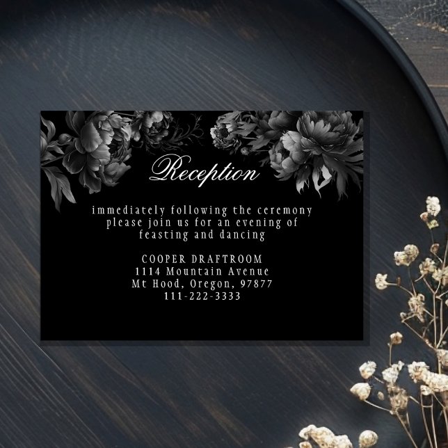 Classic Gothic Black Wedding Reception Enclosure Card (Creator Uploaded)