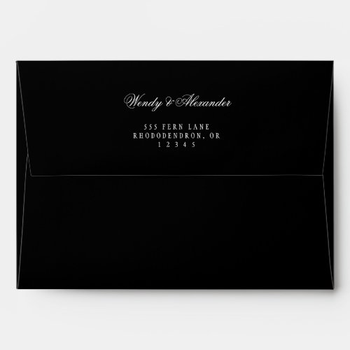 Classic Gothic Black Wedding Return Address Envelope