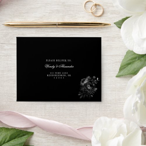 Classic Gothic Black Wedding RSVP Self_Addressed Envelope