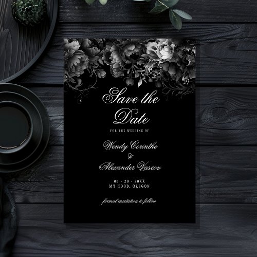 Classic Gothic Black Wedding Save The Date