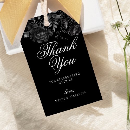 Classic Gothic Black Wedding Thank You Gift Tags