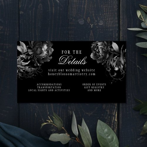Classic Gothic Black Wedding Website Enclosure Card