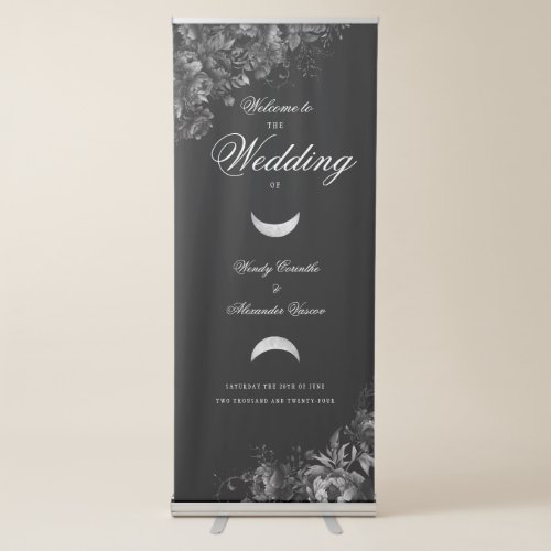 Classic Gothic Black Wedding Welcome Retractable Banner