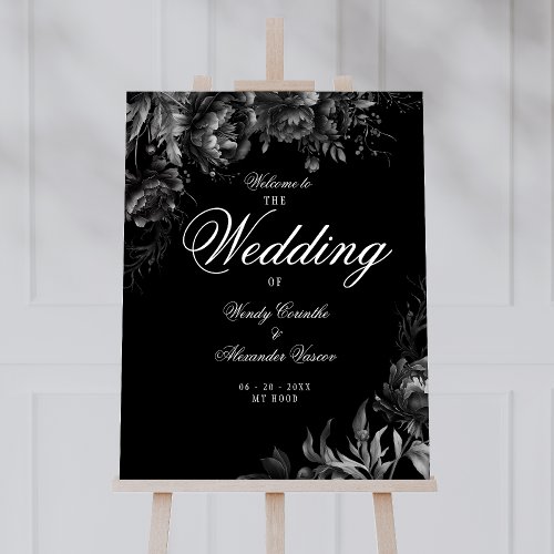 Classic Gothic Black Wedding Welcome Sign
