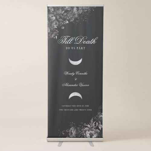 Classic Gothic Black Wedding Welcome Till Death Retractable Banner