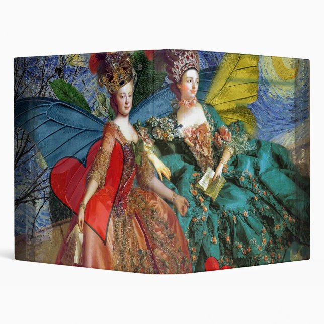 Classic Gothic Gemini Whimsical Butterfly Woman 3 Ring Binder (Background)