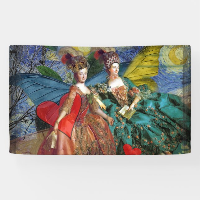 Classic Gothic Gemini Whimsical Butterfly Woman Banner (Horizontal)