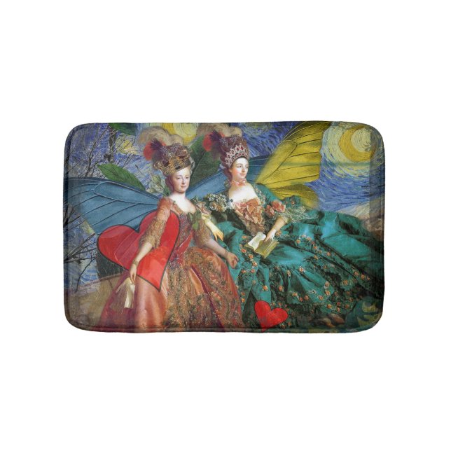 Classic Gothic Gemini Whimsical Butterfly Woman Bathroom Mat (Front)